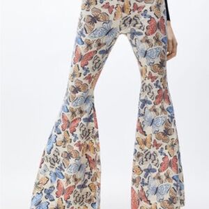 Free People Just Float On Butterfly Print High Rise Flare Jeans Sz 27